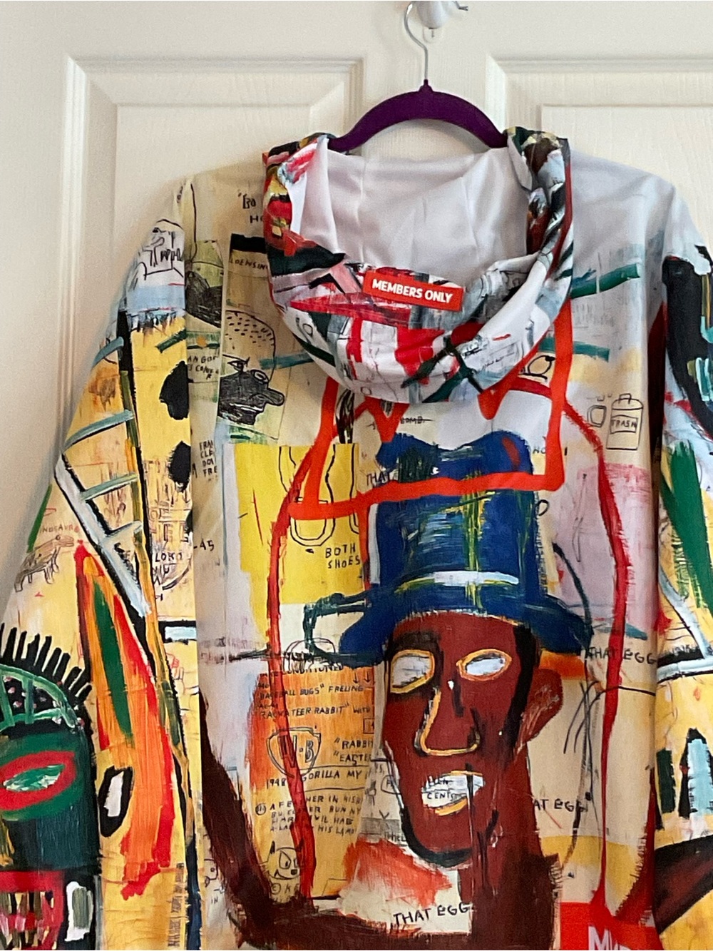 Members Only Jean-Michel Basquiat Windbreaker Art Graffiti Jacket, Large NWOT - Picture 8 of 10